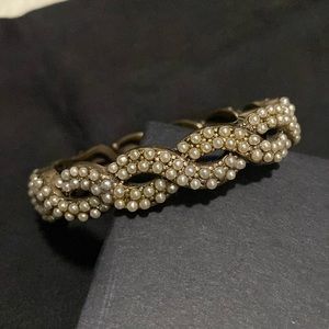 J.Crew white beaded hinged bangle bracelet